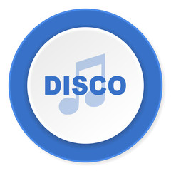 disco music blue circle 3d modern design flat icon on white background