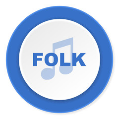 folk music blue circle 3d modern design flat icon on white background