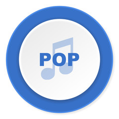 pop music blue circle 3d modern design flat icon on white background