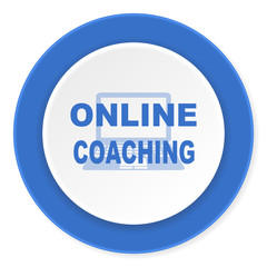 online coaching blue circle 3d modern design flat icon on white background