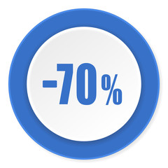 70 percent sale retail blue circle 3d modern design flat icon on white background