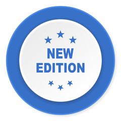 new edition blue circle 3d modern design flat icon on white background