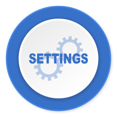 settings blue circle 3d modern design flat icon on white background