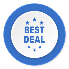 best deal blue circle 3d modern design flat icon on white background