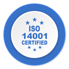 iso 14001 blue circle 3d modern design flat icon on white background