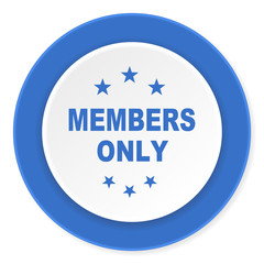 members only blue circle 3d modern design flat icon on white background