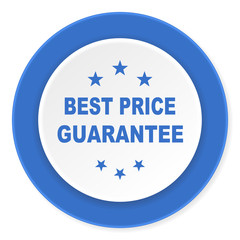 best price guarantee blue circle 3d modern design flat icon on white background