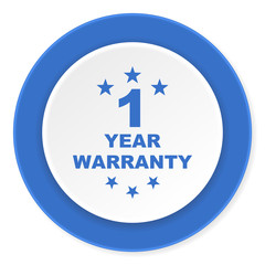 warranty guarantee 1 year blue circle 3d modern design flat icon on white background
