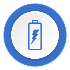 battery blue circle 3d modern design flat icon on white background