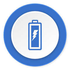 Fototapeta premium battery blue circle 3d modern design flat icon on white background