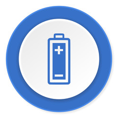 battery blue circle 3d modern design flat icon on white background