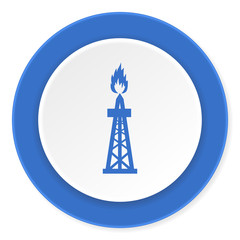gas blue circle 3d modern design flat icon on white background