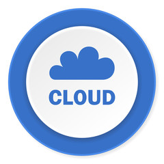 cloud blue circle 3d modern design flat icon on white background