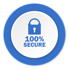 secure blue circle 3d modern design flat icon on white background