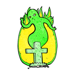 cartoon ghost rising from grave