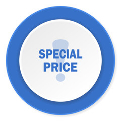 special price blue circle 3d modern design flat icon on white background