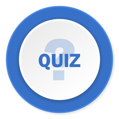 quiz blue circle 3d modern design flat icon on white background