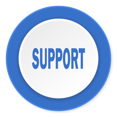 support blue circle 3d modern design flat icon on white background