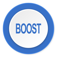 boost blue circle 3d modern design flat icon on white background
