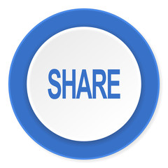share blue circle 3d modern design flat icon on white background