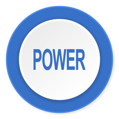 power blue circle 3d modern design flat icon on white background