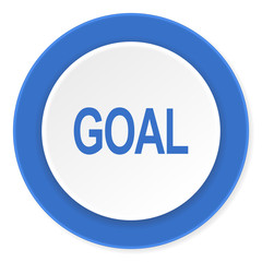 goal blue circle 3d modern design flat icon on white background