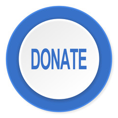 donate blue circle 3d modern design flat icon on white background