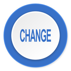 change blue circle 3d modern design flat icon on white background
