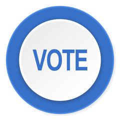 vote blue circle 3d modern design flat icon on white background