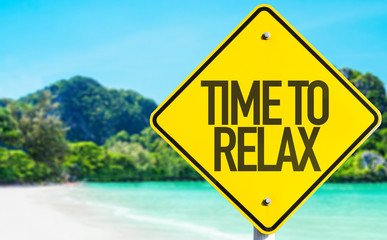 Time to Relax sign with beach background