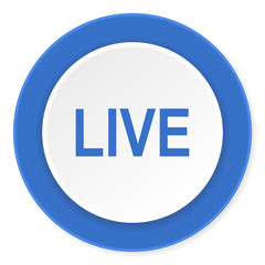 live blue circle 3d modern design flat icon on white background