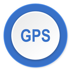 gps blue circle 3d modern design flat icon on white background