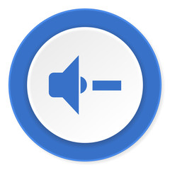speaker volume blue circle 3d modern design flat icon on white background