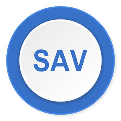 sav blue circle 3d modern design flat icon on white background