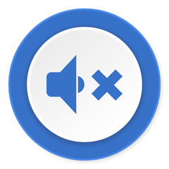 speaker volume blue circle 3d modern design flat icon on white background