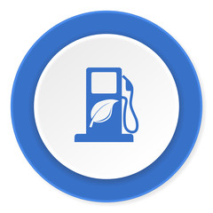 biofuel blue circle 3d modern design flat icon on white background