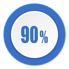 90 percent blue circle 3d modern design flat icon on white background