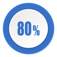 80 percent blue circle 3d modern design flat icon on white background