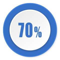 70 percent blue circle 3d modern design flat icon on white background