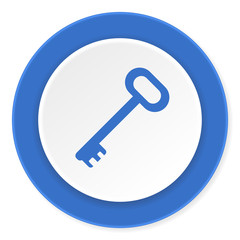 key blue circle 3d modern design flat icon on white background