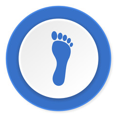 Fototapeta na wymiar foot blue circle 3d modern design flat icon on white background