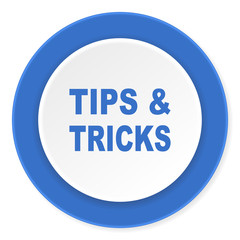 tips tricks blue circle 3d modern design flat icon on white background