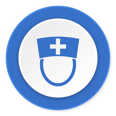 nurse blue circle 3d modern design flat icon on white background