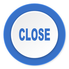 close blue circle 3d modern design flat icon on white background