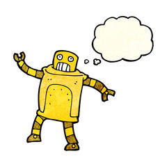 cartoon robot with thought bubble