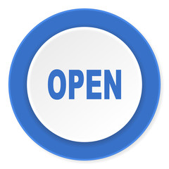 open blue circle 3d modern design flat icon on white background