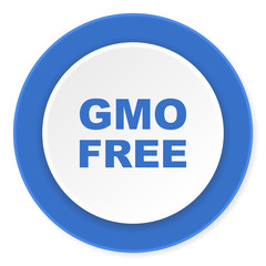 gmo free blue circle 3d modern design flat icon on white background