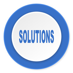 solutions blue circle 3d modern design flat icon on white background