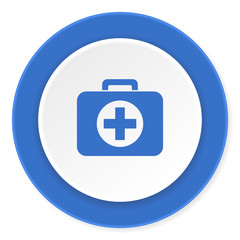 first aid blue circle 3d modern design flat icon on white background