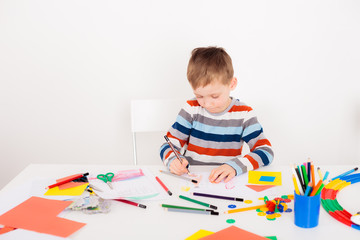 Cute child drawing picture 